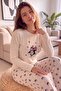 Ecru Penguin Patterned Waffle Soft Long Sleeve Women's Pajama Set - 3