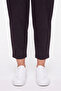 Women's black winter elastic waist stone embellished baggy model pants - 3