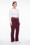 Women's Burgundy Winter Flared Trousers with Belt, Logo and Stone Detail - 2