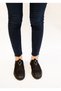 1435 Eren Shoes&Bag Genuine Leather Nubuck Flat Heeled Women's Casual Shoes with Rubber Detail on the Sides Real Leather Black - 3