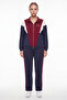 Women's Navy Blue Seasonal Zippered Color-Blocked Tracksuit Set with Accessories