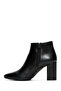 Women's Black Zippered Heeled Leather Boots Wf260006Dv - 3