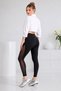 Women's Black High Waist Tulle Detailed Cotton Lycra Stretchy Tights