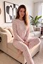 Pink Hellus Patterned Waffle Soft Long Sleeve Women's Pajama Set - 4
