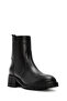Women's Black Zippered Leather Boots Wf170010Df - 8
