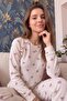 Beige Medula Patterned Waffle Soft Long Sleeve Women's Pajama Set - 5