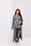 Smoked Ruffled Double-Breasted Cotton Long Sleeve Maternity Pajama Set and Nightgown 4-Piece Set - 4