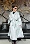 Women's Oversized Trench Coat with Long Shoulder Pads and Waist Belt Sun461
