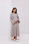 Beige Ruffled Double-Breasted Cotton Long Sleeve Maternity Pajama Set and Nightgown 4-Piece Set - 6