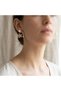 Women's Gold Color Zircon Stone Flower Figured Double Pearl Elegant Curved Behind-The-Ear Jacket Earrings
