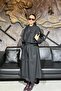 Women's Oversized Trench Coat with Long Shoulder Pads and Waist Belt Sun461 - 2