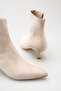 Women's Thin Heeled Boots in Tan Suede - 4