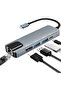 موزع USB-C 5 في 1، 4K HDMI، بي دي، USB 3.0، شبكة محلية LAN 100 متر، كابل 10 سم