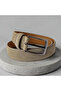 Genuine Suede Leather Men's Cream Belt 3 cm - 2