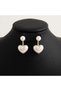 Women's Elegant Gold Color Detailed Double Sided Front and Back Loop White Heart Pearl Earrings - Minimalist Trend Bijouterie Jewelry - 3