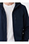 Navy Blue Regular Fit Hooded Men's Jacket - 3