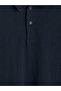 Vizyon New Season Navy Blue Polo Collar Combed Cotton Men's T-Shirt - 7