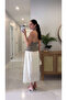 Tonny Ecru Knitwear Detailed Halter Neck Lined Dress - 2