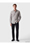 Ozmarka New Season Khaki Regular Fit Striped Gabardine Men's Shirt - 2