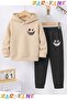 Red Eyes Sulite Printed Winter Children's Hooded Cotton Inside Track Suit (Bottom Track Pants with Pockets)