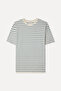 Men's Blue Striped Comfort Fit Crew Neck T-Shirt