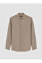 Özmarka New Season Beige Regular Fit Gabardine Men's Shirt - 4