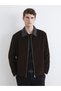 Southblueregular fit shirt collar velvet men's jacket - 3