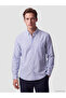 Ozmarka New Season Blue Regular Fit Striped Oxford Men's Shirt