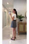 Vadrica Smoked Ecru Premium Garnished Belted Skirt - 2