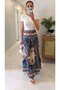 Mols Blue Brown Ethnic Patterned Skirt - 3