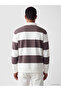 Özmarka New Season Beige Polo Collar Striped Men's Sweatshirt - 3