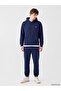 Xside Navy Blue Kangaroo Pocket Embroidered Men's Thick Hoodie - 2
