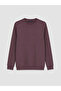 Vizyon New Season Plum Color Crew Neck Men's Thick Sweatshirt - 5