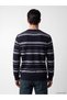 Ozmarka New Season Navy Blue Crew Neck Striped Men's Knitwear Sweater - 3
