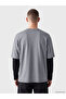 Özmarka New Season Gray Crew Neck Printed Men's Sweatshirt - 4