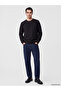 Vizyon New Season Black Crew Neck Embossed Printed Men's Sweatshirt - 2