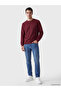 Özmarka New Season Burgundy Crew Neck Men's Thick Sweatshirt - 2