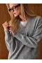 Women's Shawl Collar V-Neck Oversize Knitwear Sweater Wide Leg Pants Two-Piece Set - 3