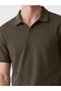 Vizyon New Season Brown Polo Collar Combed Cotton Men's T-Shirt - 3