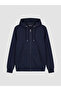 Navy Blue Hooded Men's Zippered Sweatshirt - 5