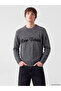 Vizyon New Season Anthracite Crew Neck Printed Men's Knitwear Sweater