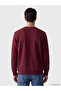Özmarka New Season Burgundy Crew Neck Men's Thick Sweatshirt - 3