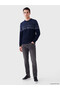 Ozmarka New Season Navy Blue Crew Neck Patterned Men's Knitwear Sweater - 2