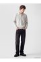 Ozmarka New Season Gray Polo Collar Embroidered Men's Knitwear Sweater - 2