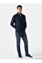 Ozmarka New Season Navy Blue Stand Collar Men's Zippered Sweatshirt - 2