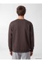 Peak New Season Plum Color Crew Neck Printed Men's Thick Sweatshirt - 4