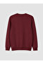 Özmarka New Season Burgundy Crew Neck Men's Thick Sweatshirt - 7