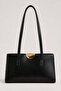 Black Women's Shoulder Bag with Large Internal Volume and Zippered Compartment, Daily Handbag
