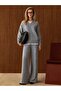 Women's Shawl Collar V-Neck Oversize Knitwear Sweater Wide Leg Pants Two-Piece Set - 5