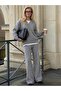 Women's Shawl Collar V-Neck Oversize Knitwear Sweater Wide Leg Pants Two-Piece Set - 6